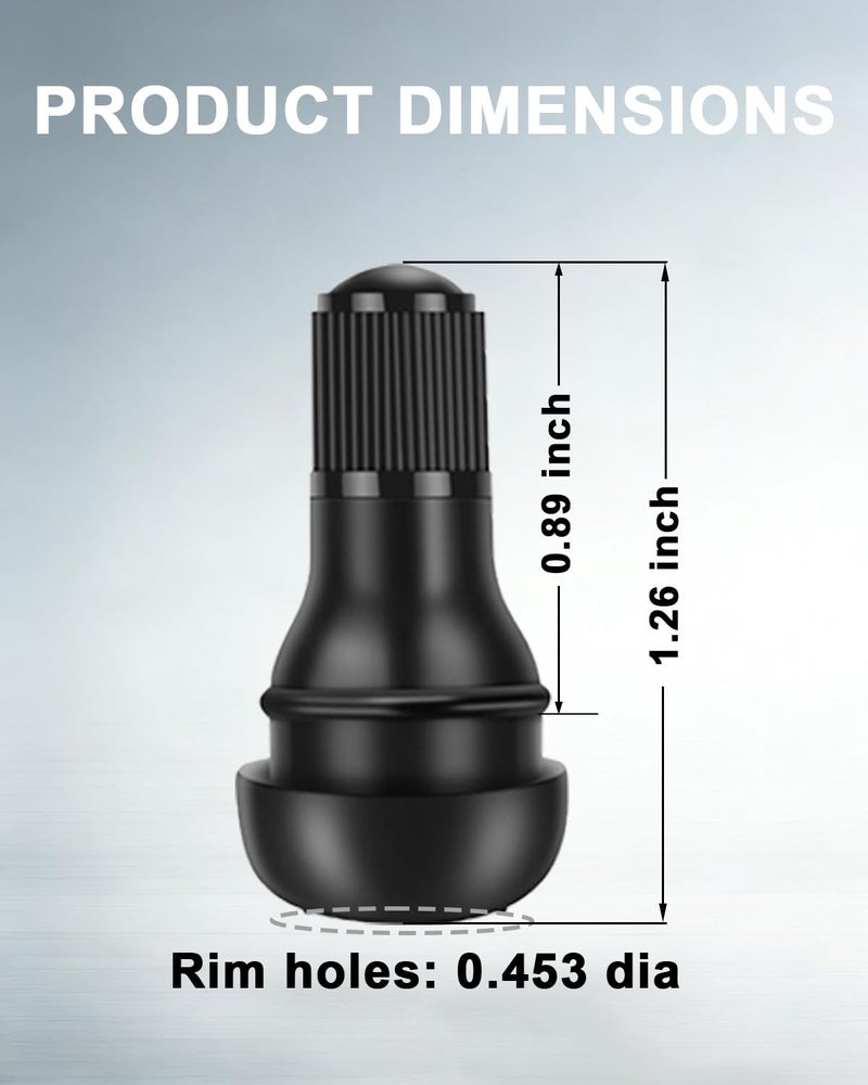 Riseuvo 100 Pcs TR412 Rubber Snap-in Tire Valve Stems - Tubeless 0.453" Rim Hole Fit for Cars, Trucks, Trailers, ATVs, Lawn Mowers - Image 2